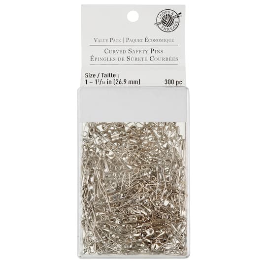 12 Packs: 300 ct. (3,600 total) 1 1/16" Curved Safety Pins by Loops & Threads™